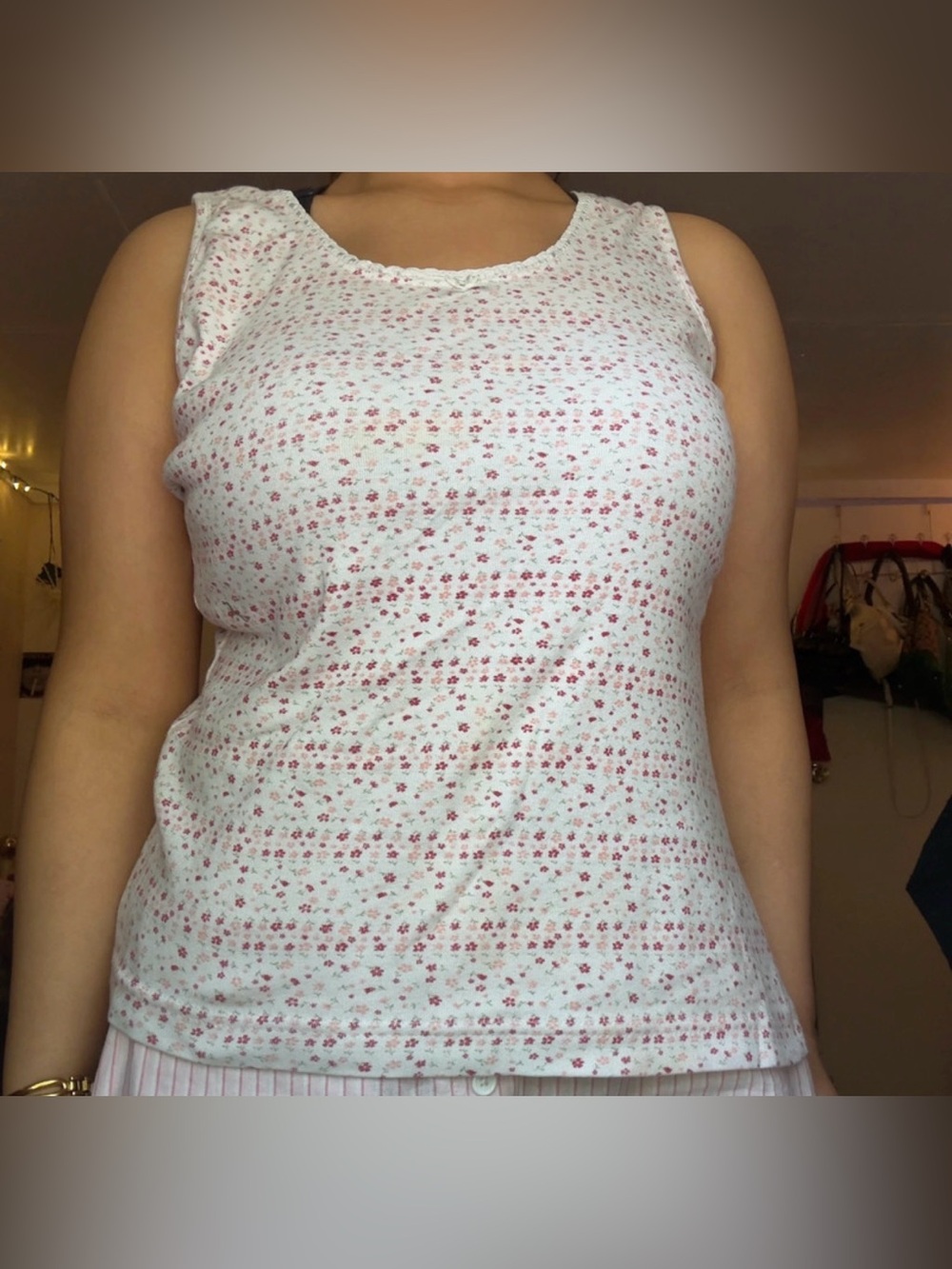 Bobbie Brooks White and Red Floral Tank Top